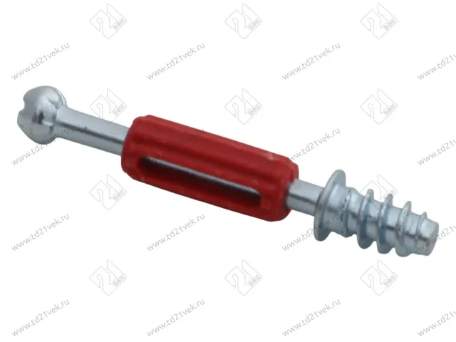 Шток эксцентрика L=34мм с пластиковой втулкой и длиной резьбы самореза 11мм, цинк 1