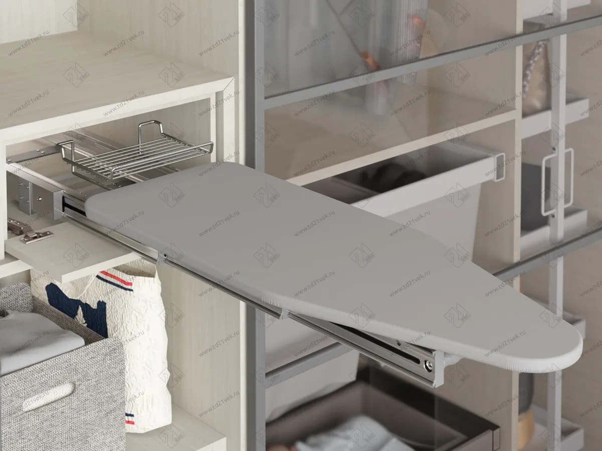 S-6616-G Выдвижная гладильная доска с фасадом в 400 базу, Starax, серый 1