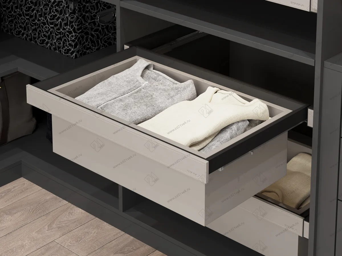 S-6432-A Ящик для хранения одежды в базу 800, экокожа, Starax (764x470x220 мм), антрацит 1