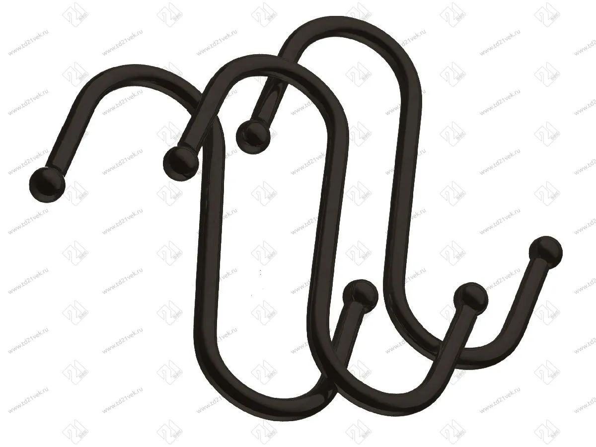 LE 311B BL Комплект крючков больших из 3 шт., Д70 Ш40 В12, черный матовый <50/200> 1