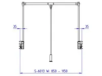 S-6013-G-01 Пантограф Starax, (650-900х140х850 мм), нагрузка 10 кг, серый/хром