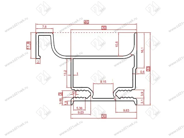 Н-образный профиль асимметричный GOLA, L=4500 мм, черный матовый анодированный 2