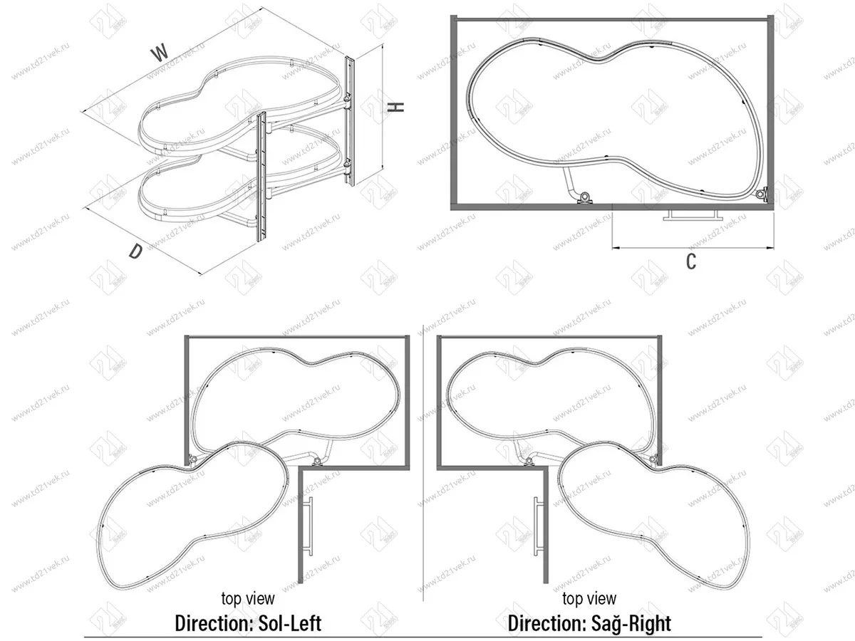 S-3103-A Волшебный угол "Лепесток" в базу 400 мм, Starax, (800х400х600 мм), левый, антрацит 3