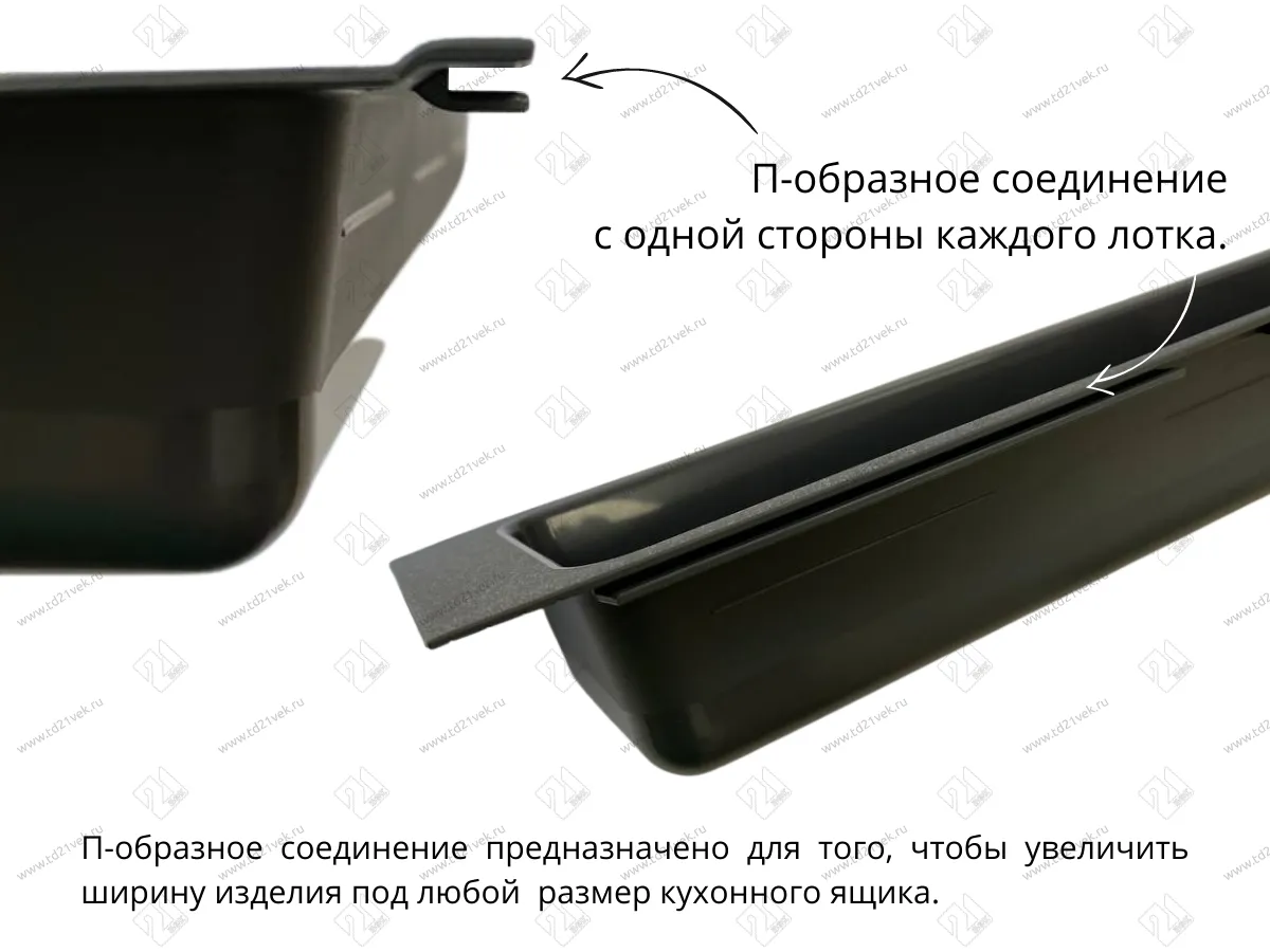 105-83-03-309 Лоток для столовых приборов Mesan TrayBond, 3 отдела,(Ш107хГ480-444хВ45) антрацит <5/80> 7