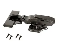 Петля накладная 0мм (16-25мм) 48мм, рег.5.8-6мм, планка Н=2, 3D, CLIP-ON, 2 накладки+4 самореза, с доводчиком, титан