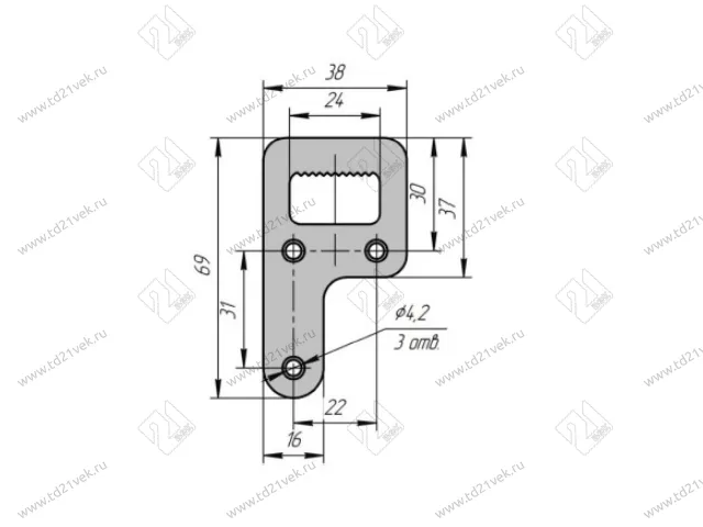 Навесная пластина Р-образная СТ/183 толщ (правая+левая) (50/100) <1000> 3