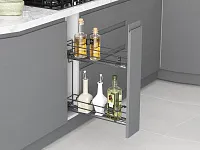 S-2413-08-A Бутылочница 150, Starax, 2-х ярусная, направляющие Blum Tandem, полувыдвижение, (106х475х495), правая, антрацит