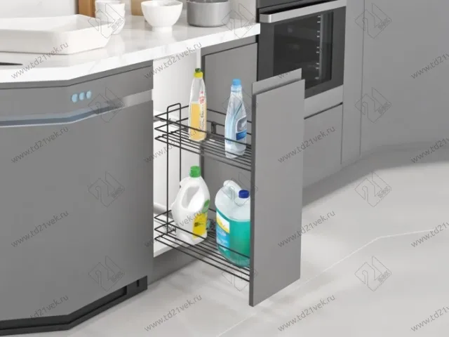 S-2444-08-A Бутылочница 250, Starax, 2-х ярусная, направляющие Blum Tandem, выдвижение 7/8, (203х475х495), правая, антрацит 1