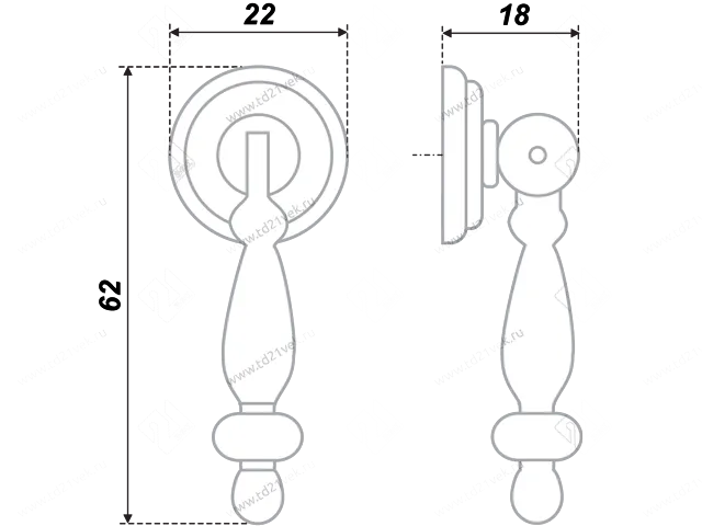 RC024AC.3 Ручка-кнопка C2422, старинная медь <50> 2