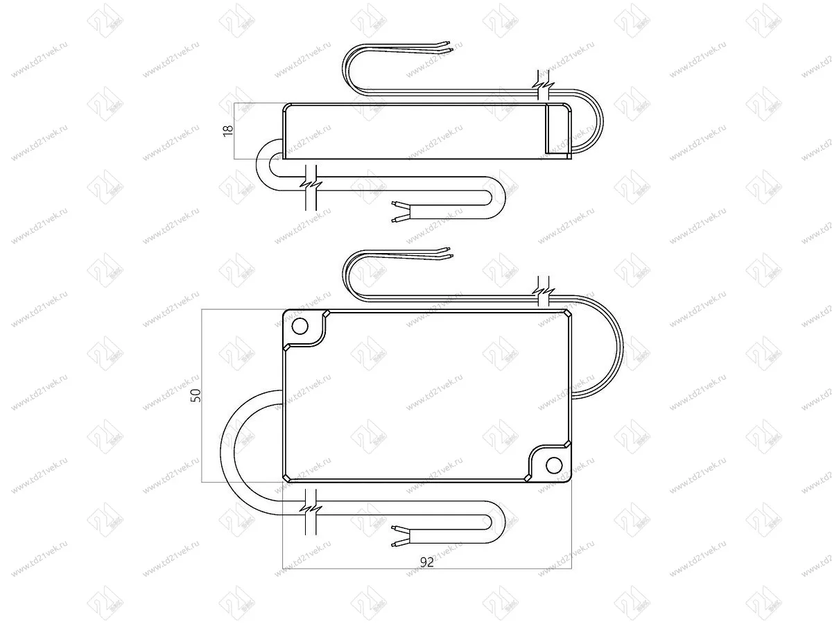 06.800.01.607 IP44 Блок питания стаб. напр. для LED, 12В, max 36Вт, IP44, вх. 220В, пластиковый корпус, 3M двойной скотч, вх. провод 2х0,75мм2, 400мм,  вых. провод 2х0,5мм2, 160мм, 92х50х18мм 2