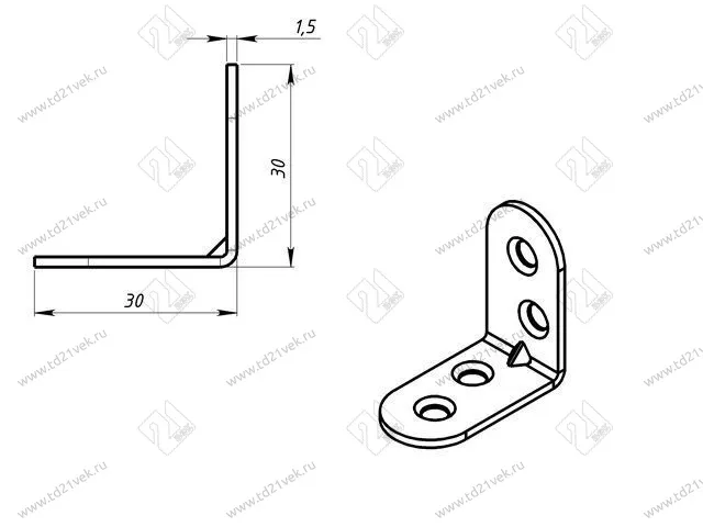 Кронштейн МК 30х30, цинк (100) <200/500> 2