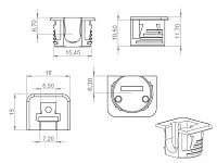 Полкодержатель врезной d15мм (серый) + шток-евровинт, для деревянных полок Флиппер