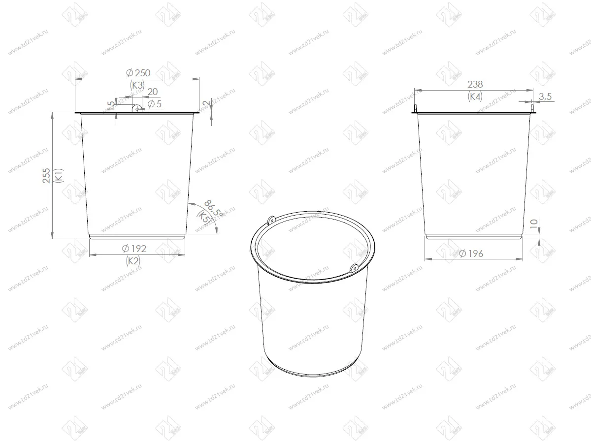 S-2253-A Мусорное ведро, Starax Waste Bin, 10 л, (355x300x380 мм), антрацит 4