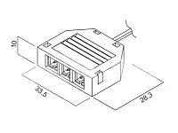 15.800.00.100 Провод соединительный с параллельным разветвителем мини  для блоков питания, 12В, max 3A, (3 LED кон-ра L815), с проводом 2x0.34мм, L=0,2м, 33,5x28,3x10мм