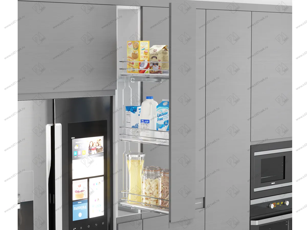 S-2926-C Выдвижная колонна в базу 200 мм, Starax, 3-х ярусная, (155х450х920 мм), правая 1