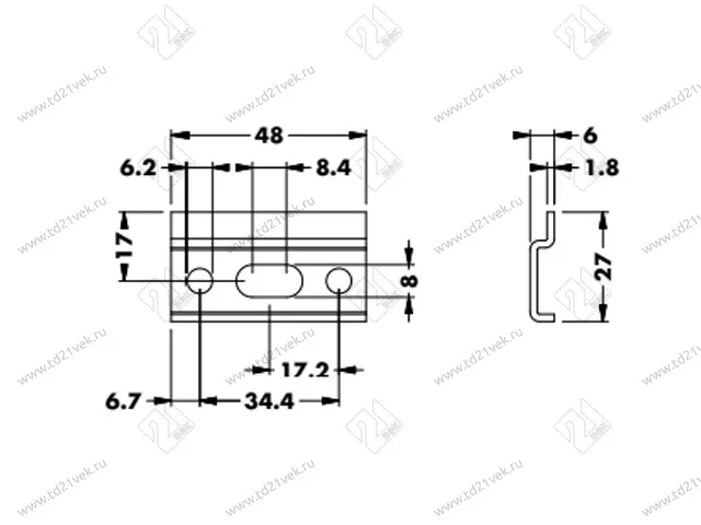 Навес усиленный до 140 кг (1 компл.= 2 навеса, 2 площадки, 2 заглушки белые, саморезы), P1801 4