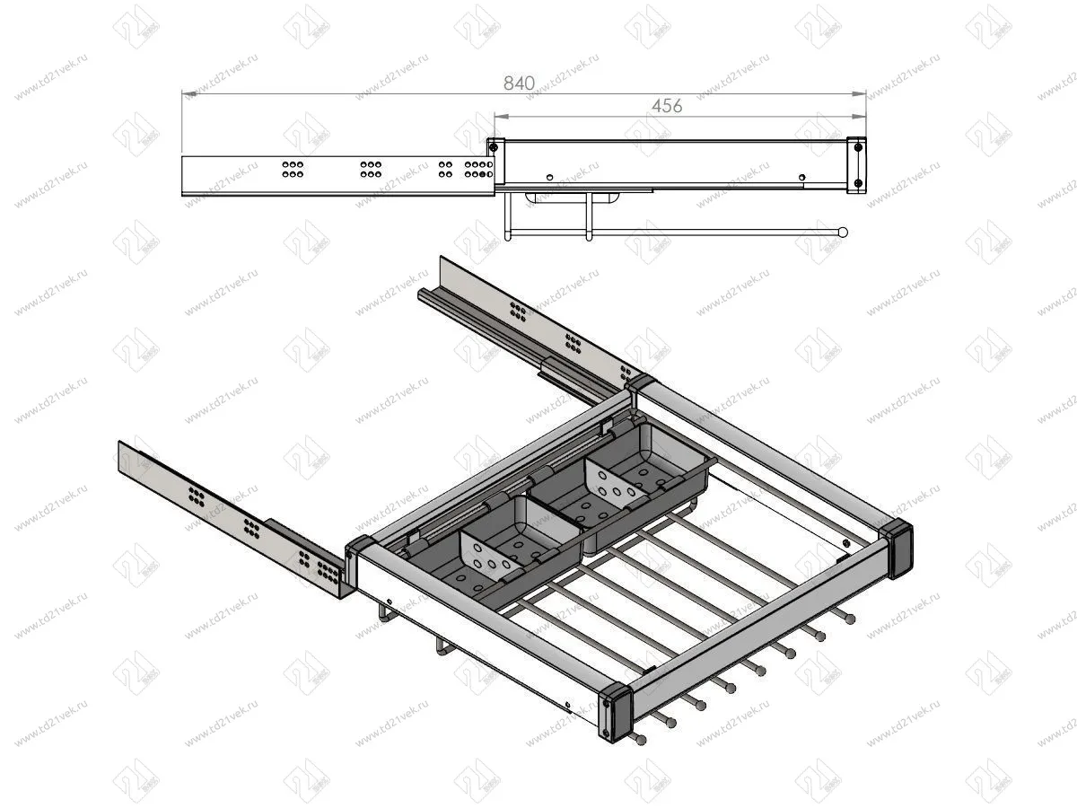 S-6711-A Брючница с органайзером для аксессуаров в базу 600 мм, Starax, (560-590х475х125 мм), направляющие Blum Tandem, антрацит 4