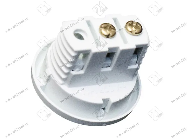 09.110.02.111 Выключатель круглый D=27мм, врезной меб., Н=21мм, 250В, 5А, IP20, белый 2