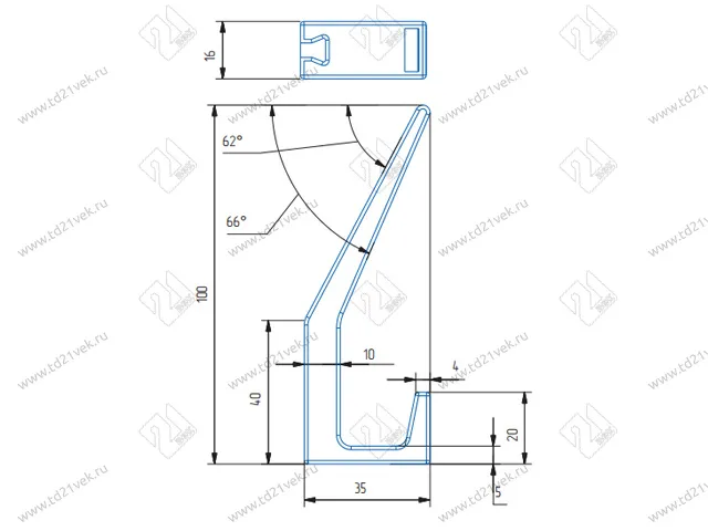 Пластиковый крючок, двухрожковый, большой, черный 2