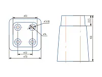 Опора декоративная трапециевидная H100 мм, 70х70 мм, диаметр отверстий 7 мм, венге
