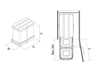 S-2396-G Система сортировки в базу 400 мм, Starax, 12+12 л, (260x440x400 мм)