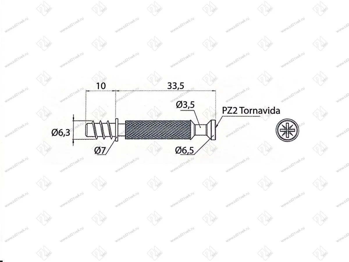 MLSNT3406/STND  Шток XSTAR L11/34мм d6,2мм (саморез) цинк <1000/2000> 3