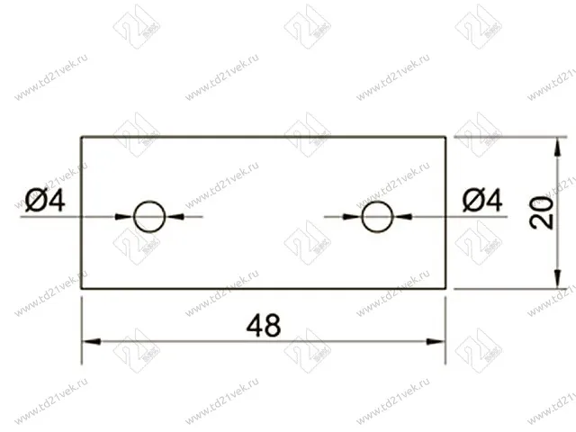 Полоса крепежная 48х20, 2 отверстия (50/100) <1500> 2