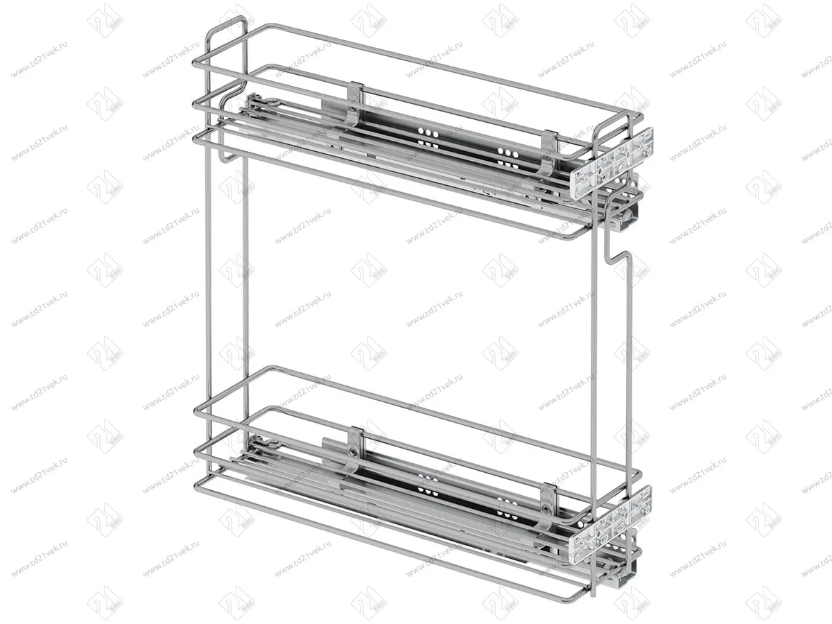 S-2442-08-C Бутылочница 200, Starax, 2-х ярусная, направляющие Blum Tandem, выдвижение 7/8, (151х475х495), правая, хром 2