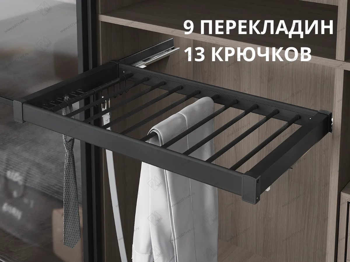 S-6709-A Брючница в базу 800 мм, Starax, (760-790х475х70 мм), направляющие Blum Tandem, антрацит 1