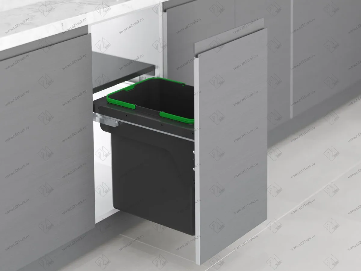 S-2300-A Мусорное ведро в базу 400 мм, Starax, 35 л, (364x470x435 мм), фасадное крепление 1