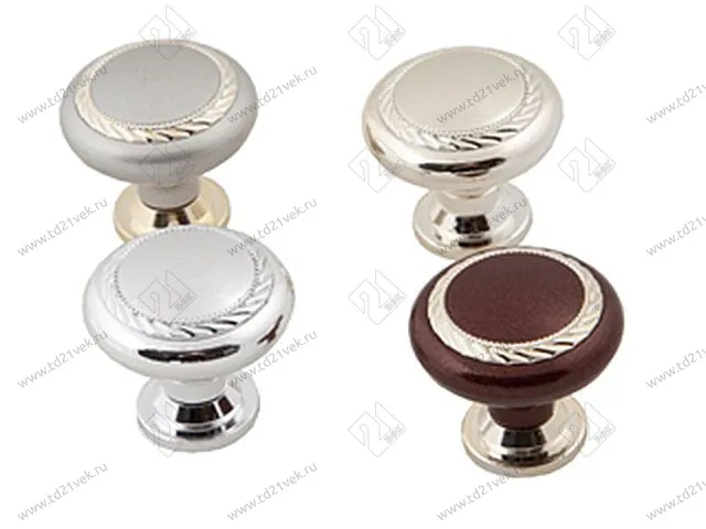 Ручка-кнопка К4 пластик, белый/золото <1000> 1