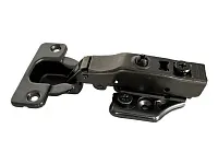 Петля накладная 0мм (без пружины), 48мм, планка Н=2, 3D, CLIP-ON, 2 накладки+4 самореза, черный