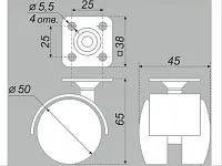 N102BL/BL.3 Опора колесная d50мм на площадке без тормоза <240>