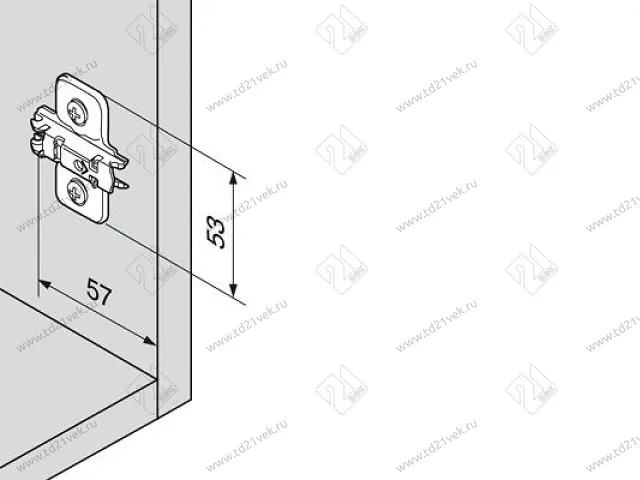 173L6100  MPL V500NI Планка ответная BLUMCLIP(крест.) H=0мм (под саморез)<500> 3