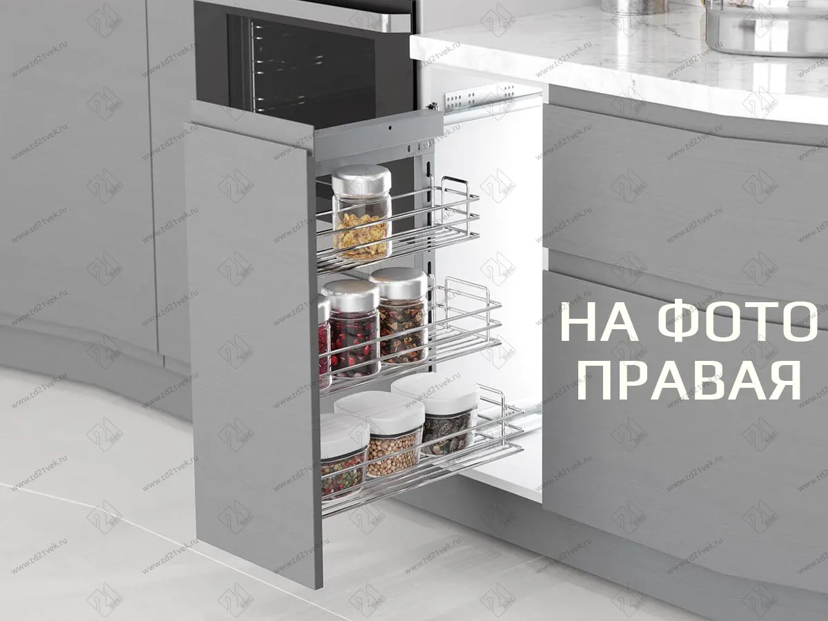S-2208-C Бутылочница 300, Starax, 3-х ярусная, направляющие Blum Tandem, (255-205-155х470х635 мм), правая 1