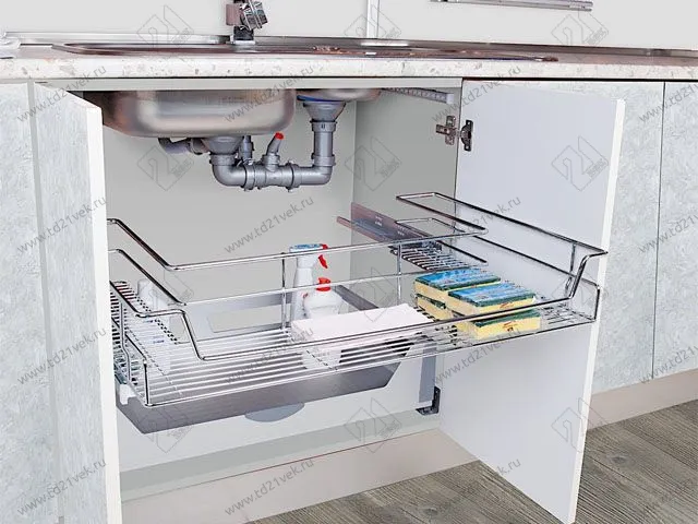 S-2351-C Выдвижная корзина под мойку на распашной фасад в базу 800 мм, Starax, направляющие Blum Tandem, (750-770х482х145 мм) 1