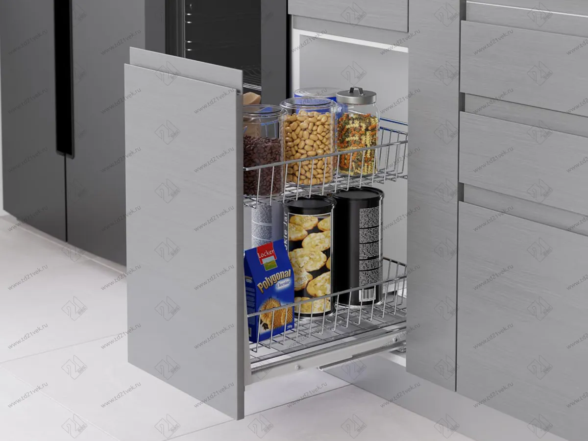 S-2193-C Выдвижная корзина Starax 2-х.ярусная,шир.350 (308х520х490) с доводчиком 1