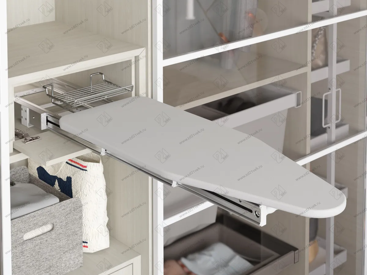 S-6616-W Выдвижная гладильная доска с фасадом в 400 базу, Starax, белый 1