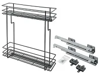 Бутылочница 150 правая (448х108х535мм) на скрытых направляющих с доводчиком, антрацит/ двухуровневая корзина