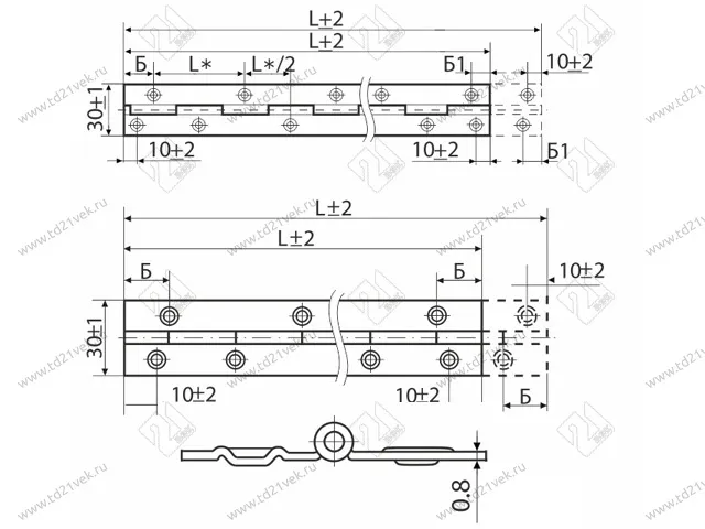 Петля рояльная L=500, цинк 2