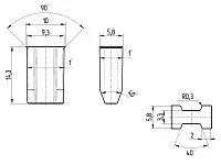 Ласточка Хоффмана <Д> Шпонка Ласточкин хвост без заглушки №10  (коричневый) (1 упак= 1000 шт) <1/12>