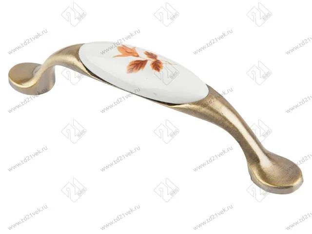SF02-01-96 BA Ручка-скоба с фарфором"Клен", 96 мм бронза <60/300> 1
