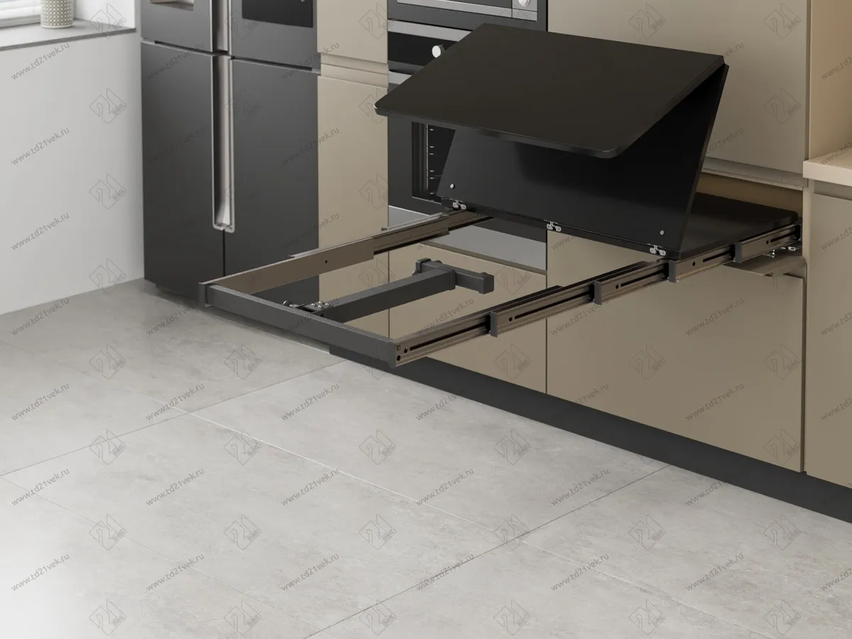 S-2145-A Механизм Starax для встраиваемой столешницы в три сложения с ножкой, шир.600 (564х510х125 мм), антрацит 4