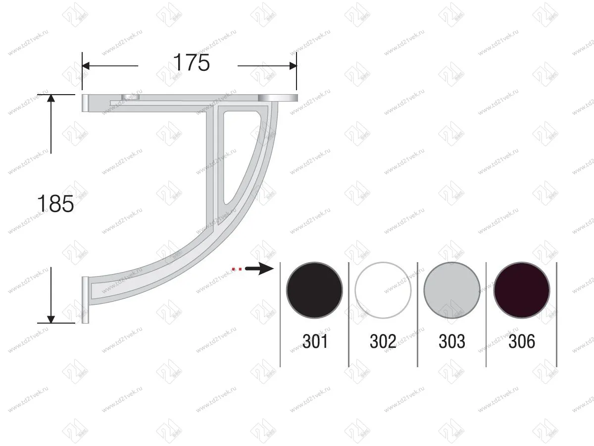 103-06-03-301 Кронштейн Mesan для деревянных полок Д175хВ185мм, черный <1/50> 2