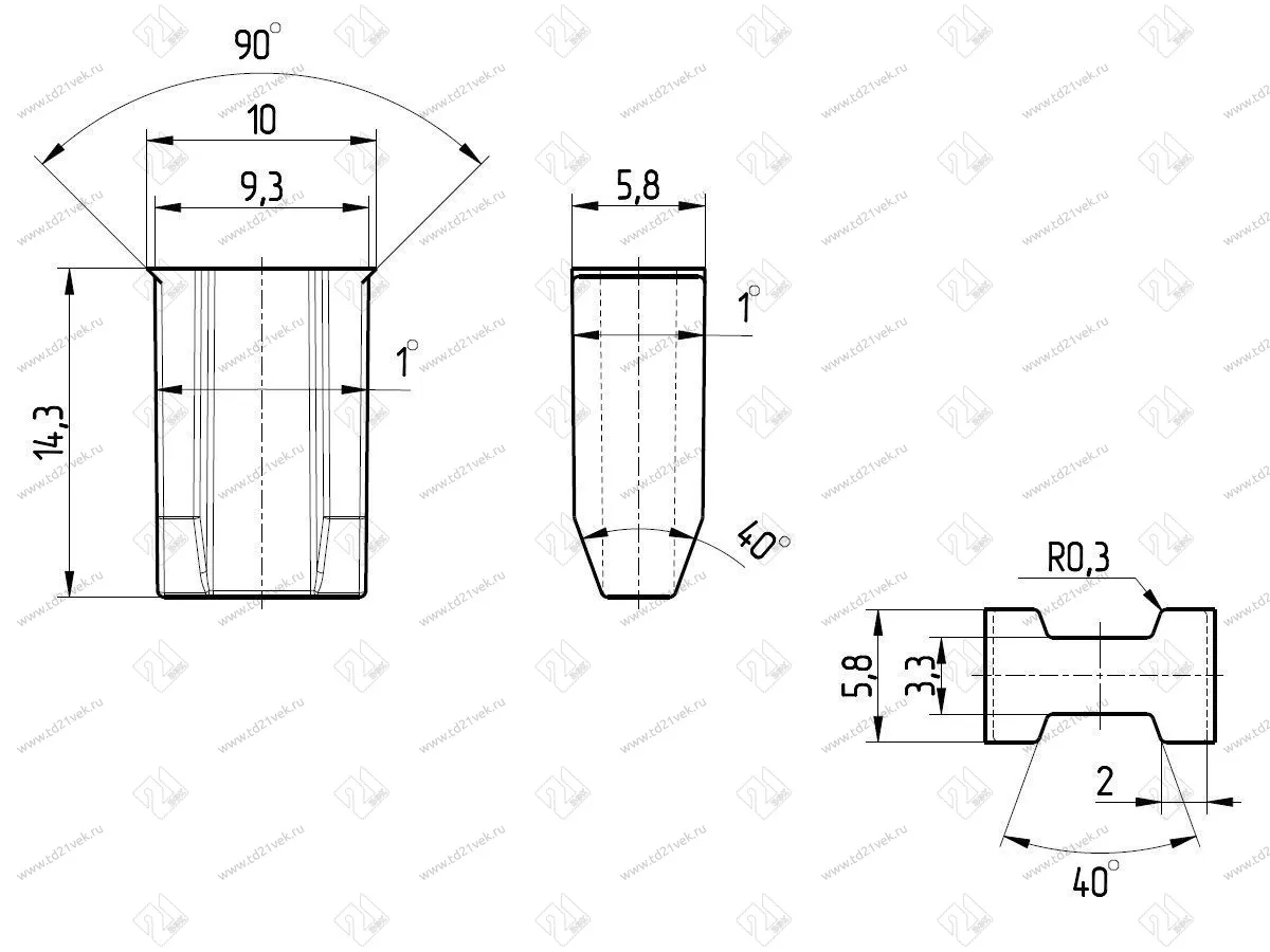 Ласточка Хоффмана <Д> Шпонка Ласточкин хвост без заглушки №10  (коричневый) (1 упак= 1000 шт) <1/12> 2