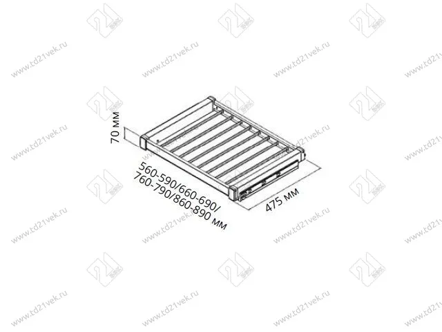 S-6710-A Брючница в базу 900 мм, Starax, (860-890х475х70 мм), направляющие Blum Tandem, антрацит 2