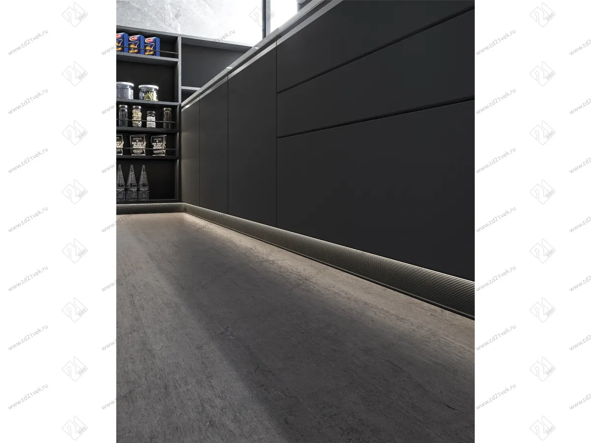 Цоколь с подсветкой 3м, алюминий матовый, H100/4000К, рефленый, комплект: LED лента SMD+рассеиватель+коннектор 3