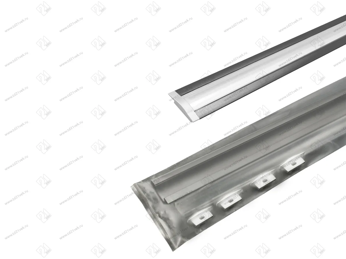 17.800.00.393 Профиль алюминиевый 2507W-01 врезной, L=2м, диффузор полуматовый, 4 заглушки. 2