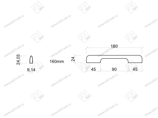 Ручка-скоба 160мм (L180мм) черный матовый 2
