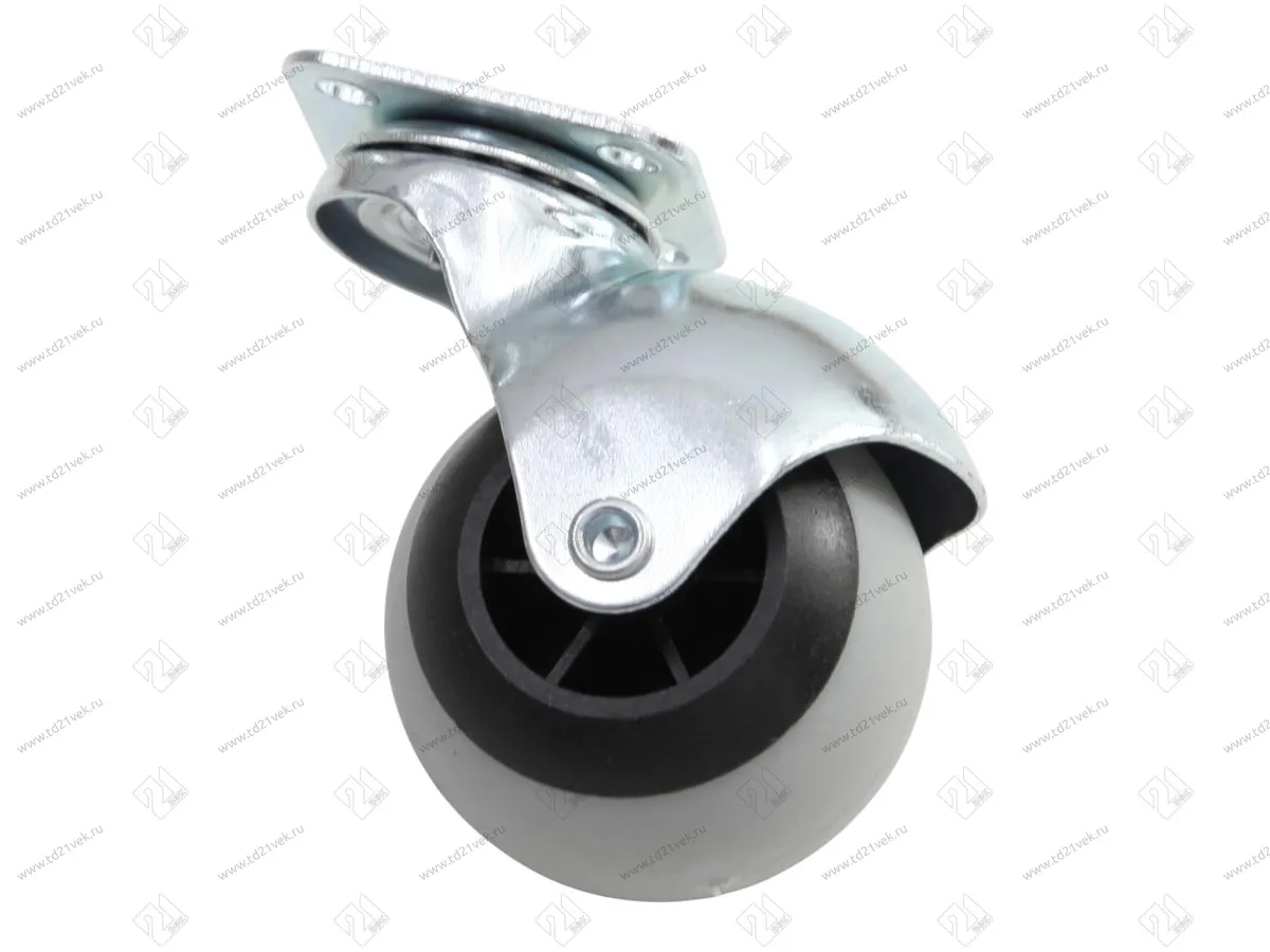 Опора колёсная поворотная d40мм, без стопора, с площадкой, серая 3